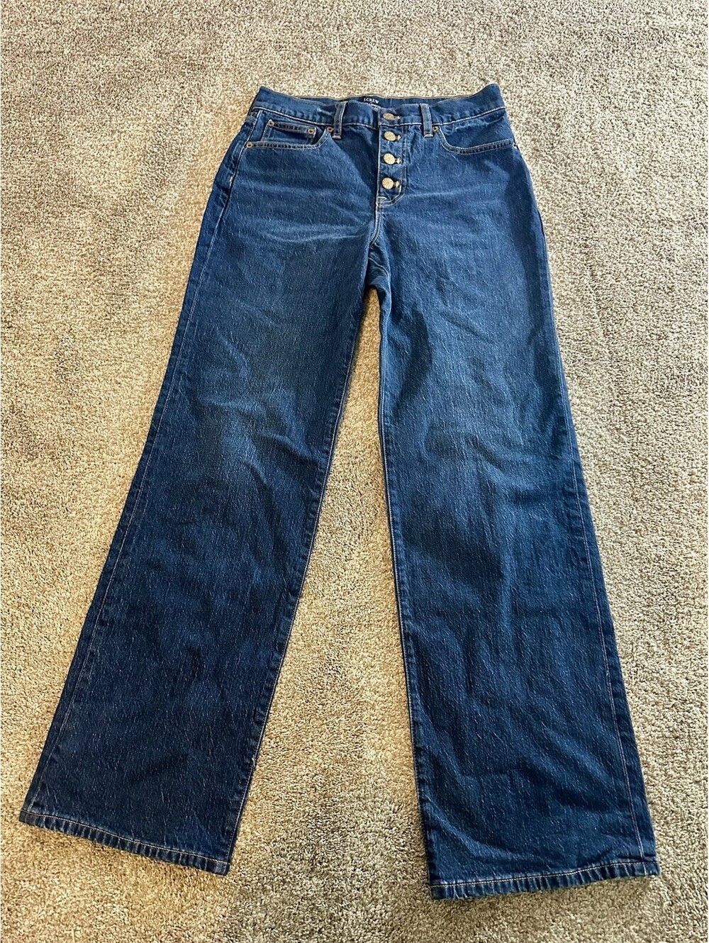 J Crew Full-Length Wide-Leg Dark Wash Button Fly Pockets Jeans  Size 26